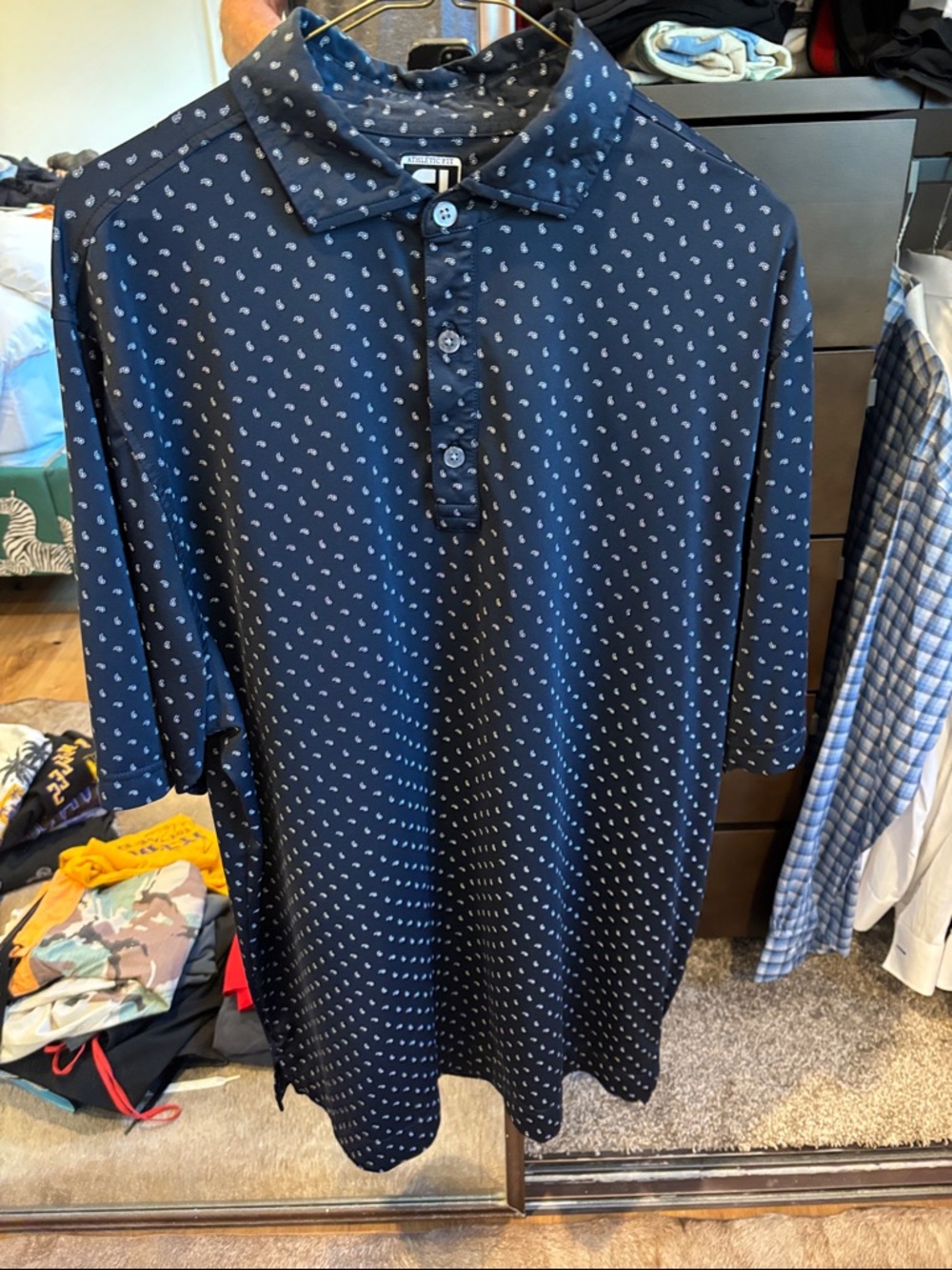 Men's Footjoy Navy Micro-Print Golf Polo Shirt